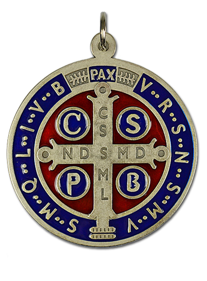 Grande Médaille de Saint Benoit en Métal Couleur - 10 cm (pic 3)