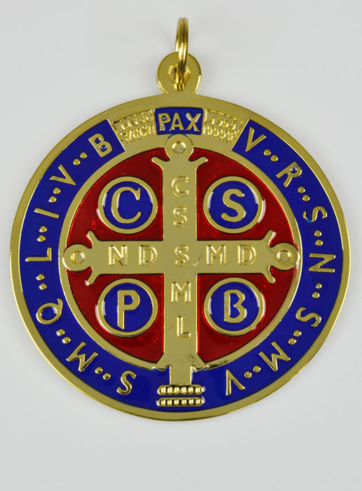 Grande Médaille de Saint Benoit en Métal Doré - 10 cm (pic 2)