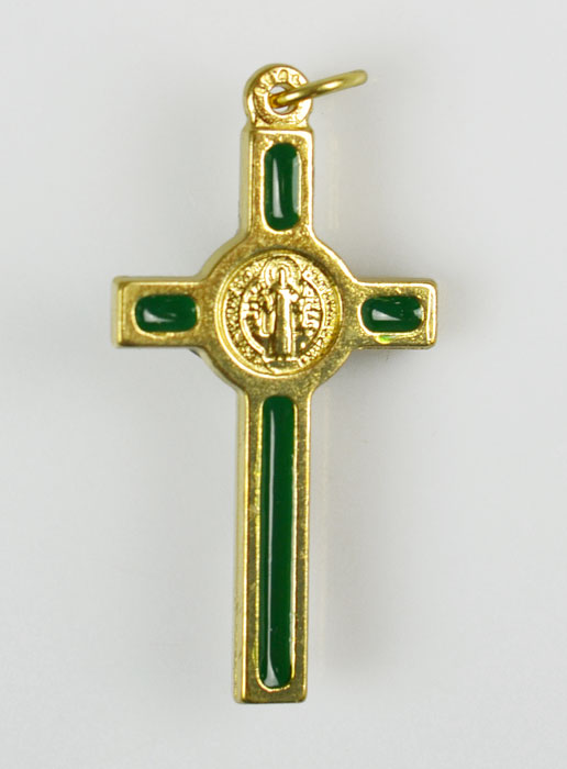 Pendentif Croix de Saint Benoit Doré & Verte (pic 3)