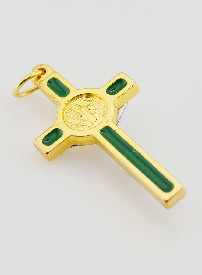 Pendentif Croix de Saint Benoit Doré & Verte (pic 4)