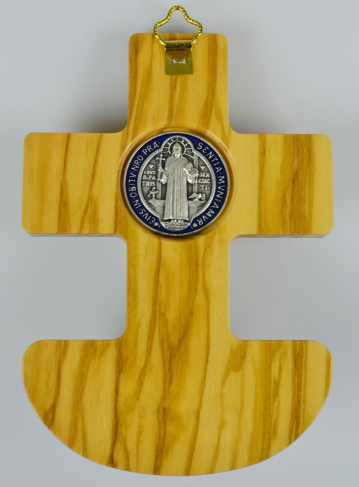 Béniter Médaille de Saint Benoît & Bois d'Olivier - 12cm (pic 3)