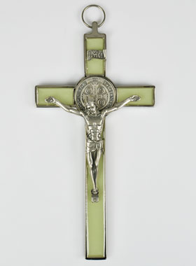 Grande Croix de Saint Benoit Argentée & Fluo - 20cm (pic 1)