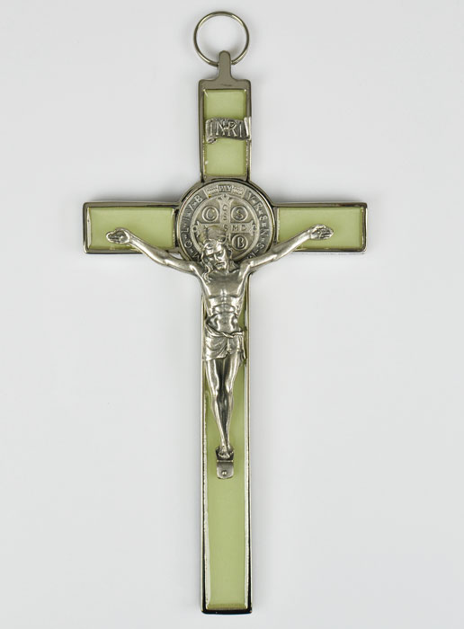 Grande Croix de Saint Benoit Argentée & Fluo - 20cm (pic 2)