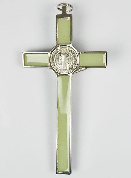 Grande Croix de Saint Benoit Argentée & Fluo - 20cm (pic 3)