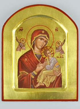 Icône Notre Dame du Perpétuel Secours Arrondie - Feuille d'Or - 17 cm (pic 1)