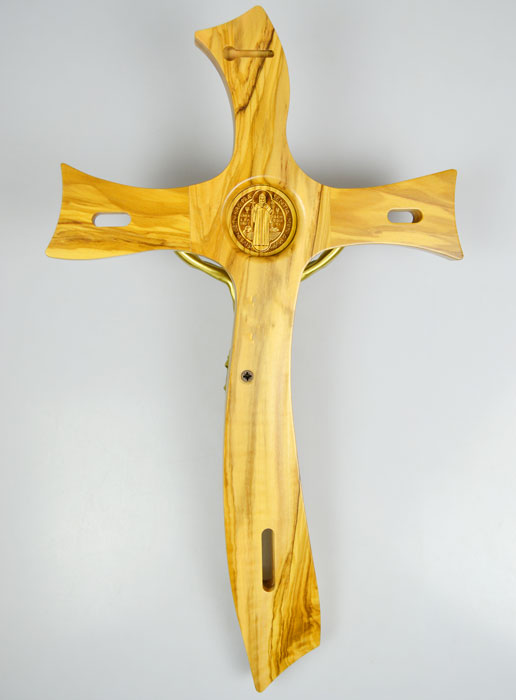 Grande Croix Murale de Saint Benoît en Bois et Bronze - 48cm (pic 3)