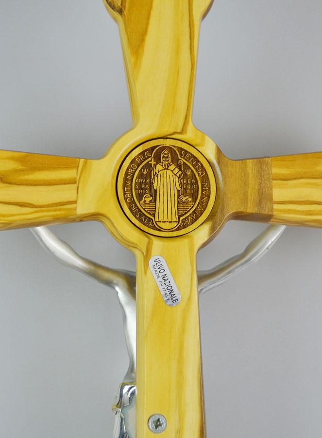 Grande Croix de Saint Benoît en Bois d'Olivier - 50cm (pic 4)
