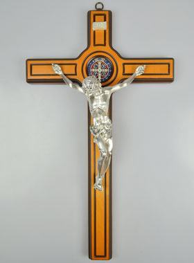 Grand Crucifix Mural de Saint Benoît en Bois - 48cm (pic 1)