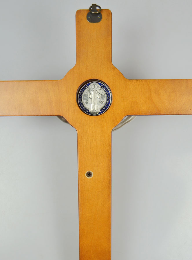 Grand Crucifix Mural de Saint Benoît en Bois - 48cm (pic 4)
