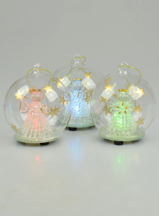 3 Boules de Noël - Anges de Noël Lumineux - 8cm (pic 1)