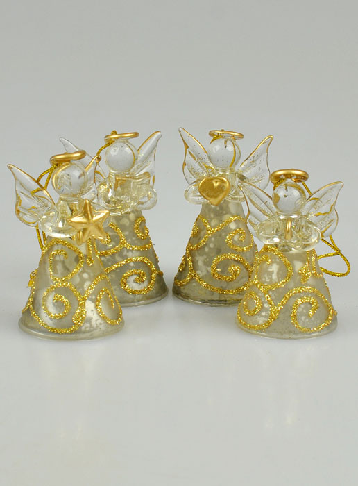 4 Anges Paillettes d'Or à Suspendre - Sapin de Noël - 5cm (pic 2)