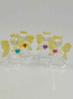4 Anges de Noël & Paillettes Dorées - Sapin de Noël - 5cm (pic 1)