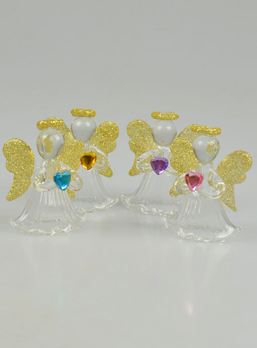 4 Anges de Noël & Paillettes Dorées - Sapin de Noël - 5cm (pic 2)