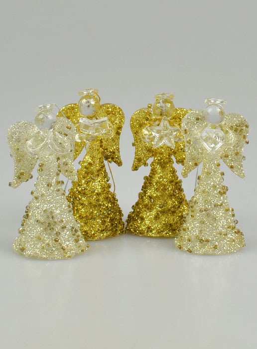 4 Anges de Noël & Paillettes - Sapin de Noël - 6.5cm (pic 2)