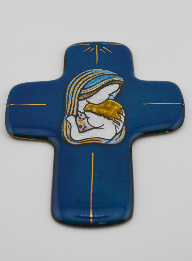 Croix de la Sainte Vierge Marie à L'Enfant en Emaux du Liban (pic 2)