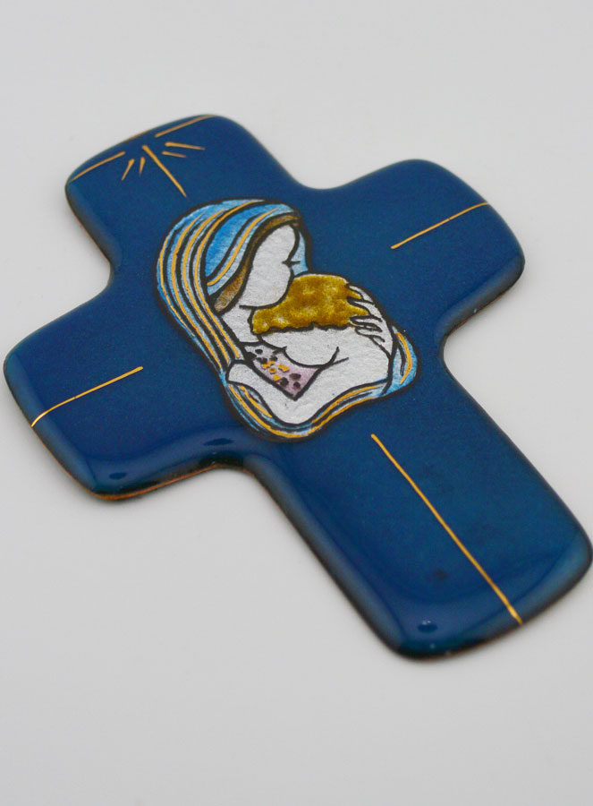 Croix de la Sainte Vierge Marie à L'Enfant en Emaux du Liban (pic 3)