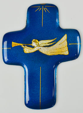 Croix Ange Gardien à la Trompette en Emaux du Liban (pic 1)