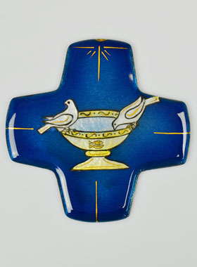 Croix de Baptême aux 2 Colombes en Emaux du Liban (pic 1)