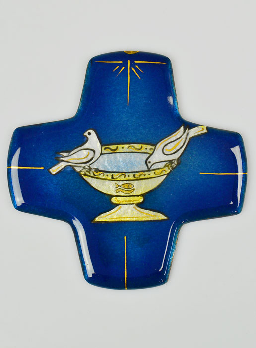 Croix de Baptême aux 2 Colombes en Emaux du Liban (pic 2)