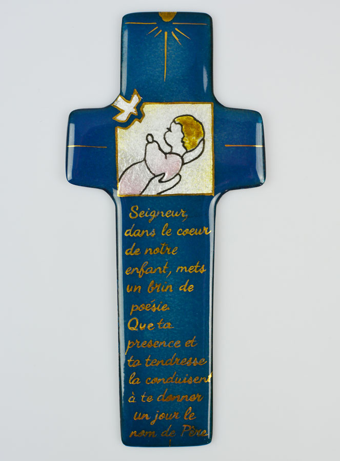 Croix de Baptême Fille & Prière en Emaux du Liban (pic 1)