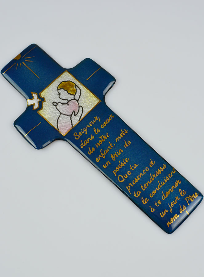 Croix de Baptême Fille & Prière en Emaux du Liban (pic 3)