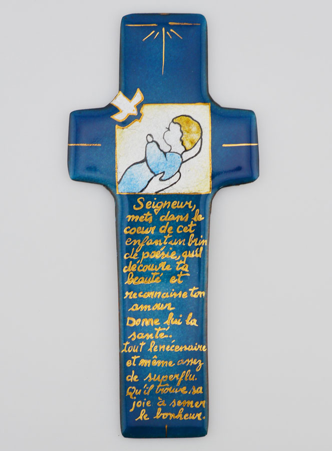 Croix de Baptême Garçon & Prière en Emaux du Liban (pic 1)