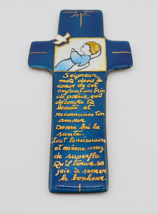 Croix de Baptême Garçon & Prière en Emaux du Liban (pic 2)