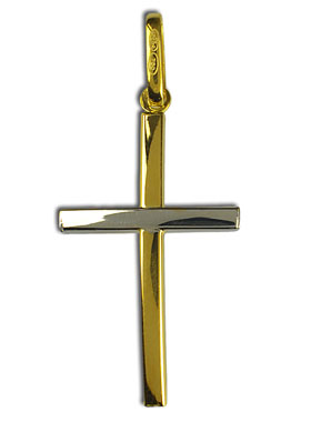 Pendentif Croix du Christ Or Jaune & Or Blanc - 25mm - Or Massif 18 Carats (pic 1)