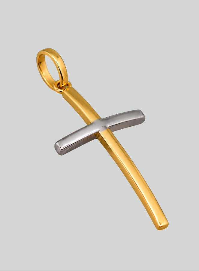 Pendentif Croix du Christ Or Jaune & Or Blanc - 25mm - Or Massif 18 Carats (pic 2)