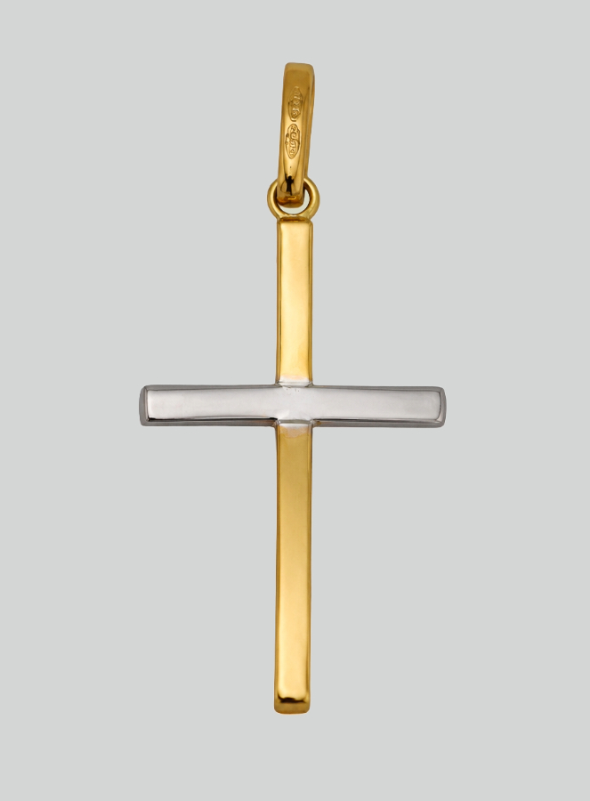 Pendentif Croix du Christ Or Jaune & Or Blanc - 25mm - Or Massif 18 Carats (pic 3)