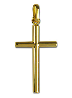 Pendentif Croix Classique Fil Rond - 22mm - Or Massif 18 Carats (pic 1)