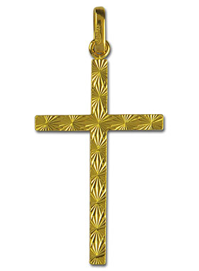 Pendentif Croix Classique Diamantée - 27mm - Or Massif 18 Carats (pic 1)
