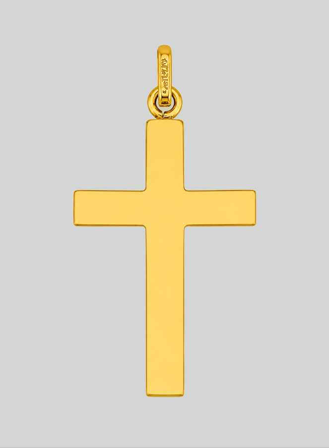 Pendentif Croix Classique Diamantée - 22mm - Or Massif 18 Carats (pic 3)