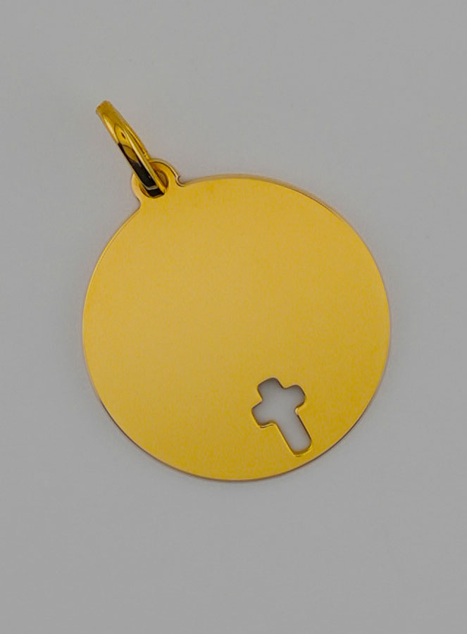 Médaille Croix du Christ à Graver en Ligne - 16mm - Or Massif 18 Carats (pic 2)