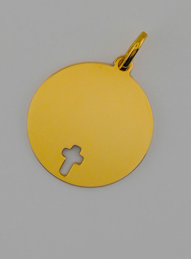 Médaille Croix du Christ à Graver en Ligne - 16mm - Or Massif 18 Carats (pic 3)