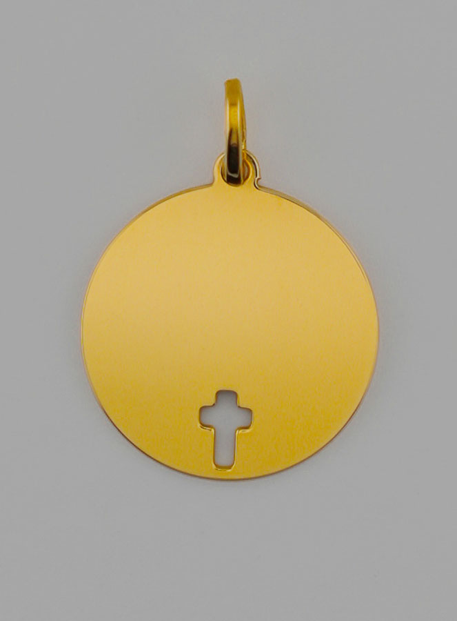 Médaille Croix du Christ à Graver en Ligne - 16mm - Or Massif 18 Carats (pic 4)