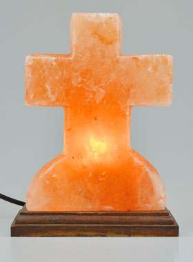 Croix Lampe à Sel de L'Himalaya - 20cm (pic 1)