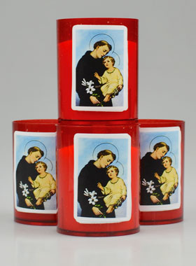 4 Bougies Veilleuses Rouge Saint Antoine de Padoue (pic 1)