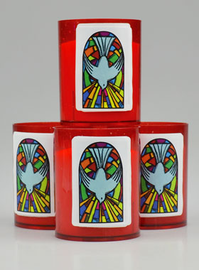 4 Bougies Veilleuses Rouge - Colombe St Esprit de Paix (pic 1)