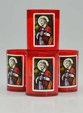 4 Bougies Veilleuses Rouge Sacré-Coeur de Jésus (pic 1)
