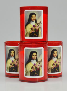 4 Bougies Veilleuses Rouge Sainte Thérèse (pic 1)