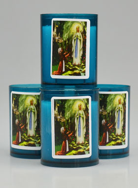 4 Bougies Veilleuses Notre Dame de Lourdes - Bleue (pic 1)