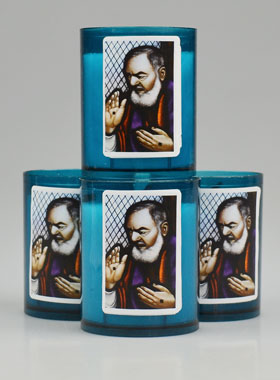 4 Bougies Veilleuses Padre Pio - Bleue (pic 1)