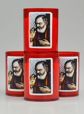 4 Bougies Veilleuses Padre Pio - Rouge (pic 1)