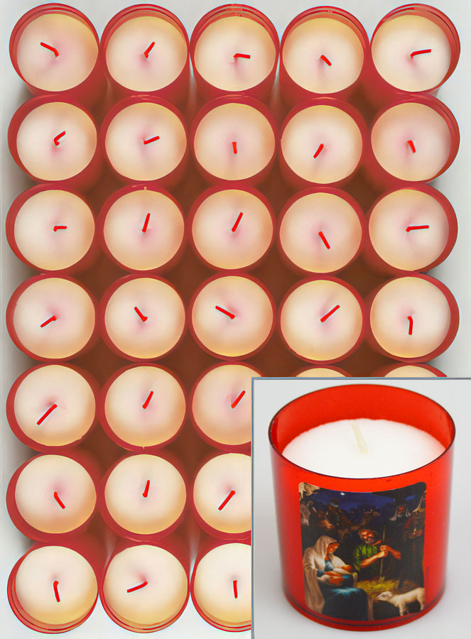 10 Bougies Veilleuses de Noël Rouge - La Nativité du Christ (pic 2)