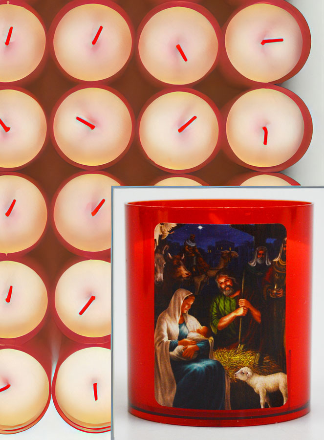 10 Bougies Veilleuses de Noël Rouge - La Nativité du Christ (pic 3)
