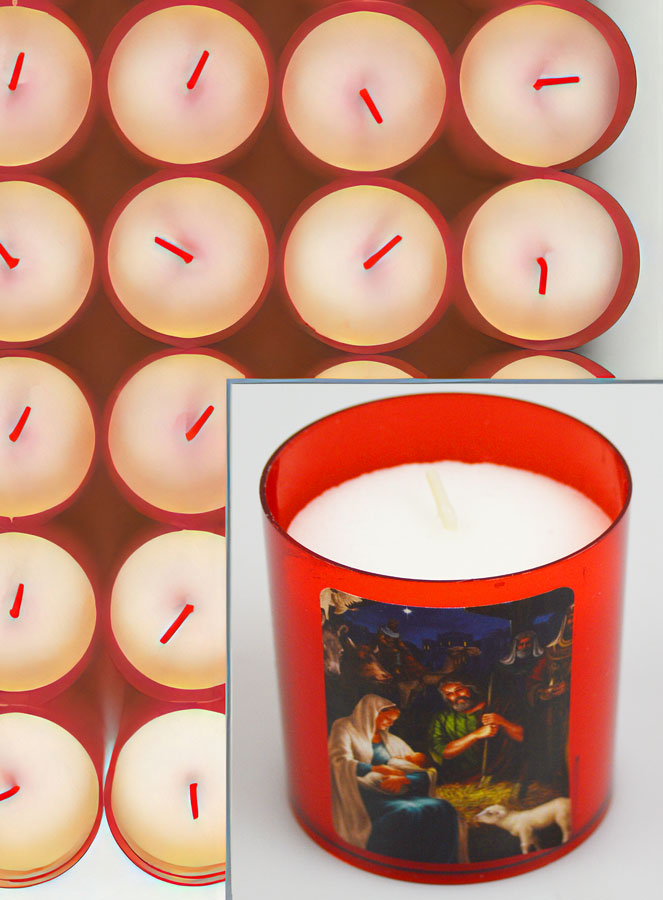 10 Bougies Veilleuses de Noël Rouge - La Nativité du Christ (pic 4)