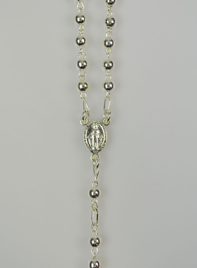 Chapelet en Argent Massif 925/1000 - Grains 4mm (pic 3)