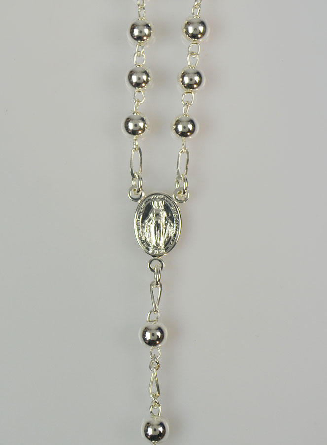 Chapelet en Argent Massif 925/1000 - Grains 5mm (pic 3)
