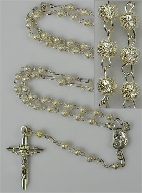 Chapelet en Argent Massif 925/1000 - Grains Sablés 4mm (pic 1)